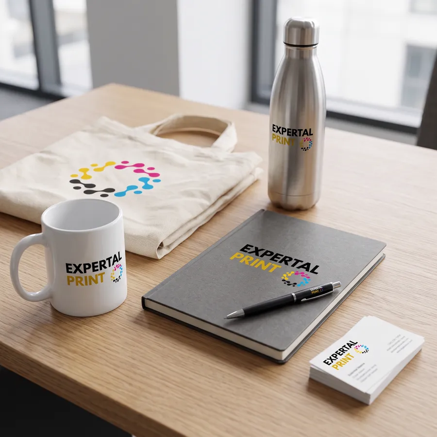 Mug, tote bag, gourde, carnet et cartes de visite personnalisés Expertal Print